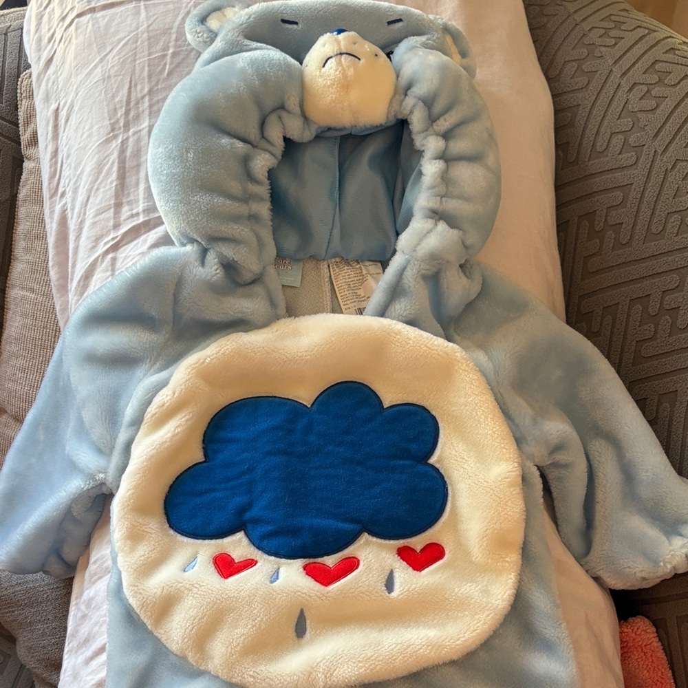 Vintage 2003 Blue Care Bear Baby Hooded costume with Cloud & Hearts